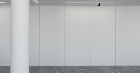 white blank wall in modern exhibition gallery interior background. 3d rendering