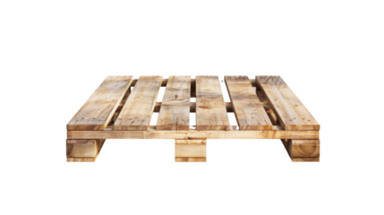 Stacked wooden euro pallets on transparent background