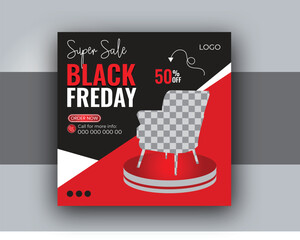 Black Friday social media post design, Black Friday sale banner design template.