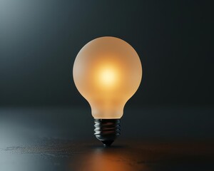 A minimalist shot of a single, frosted glass light bulb in a dark room