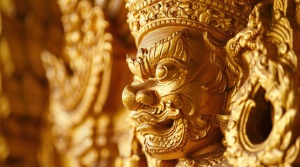 Close-up of a historically and culturally significant golden statue, a symbol of wealth.