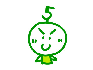 シンプルでかわいい手描きの顔のイラストと数字