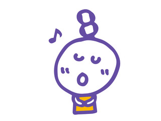 シンプルでかわいい手描きの顔のイラストと数字