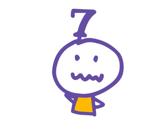 シンプルでかわいい手描きの顔のイラストと数字