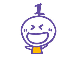 シンプルでかわいい手描きの顔のイラストと数字
