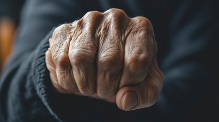 Naklejka premium A close-up of a clenched fist, representing strength, resilience, and determination in the face of adversity.