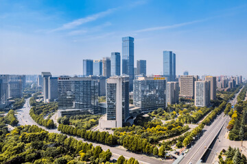 Obraz premium High angle aerial photography of the skyline of Xi'an High tech CBD in Xi'an, Shaanxi, China