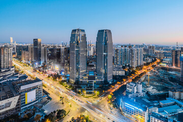 Investment Center and Urban Skyline Night Scene in Kunming, Yunnan Province, China