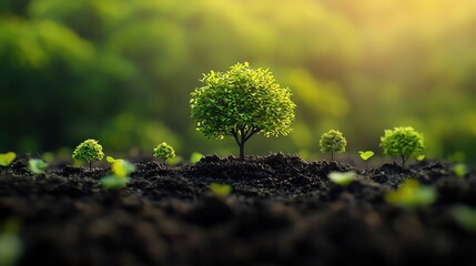 close-up Strategic business planning, The war between small trees and Giant tree