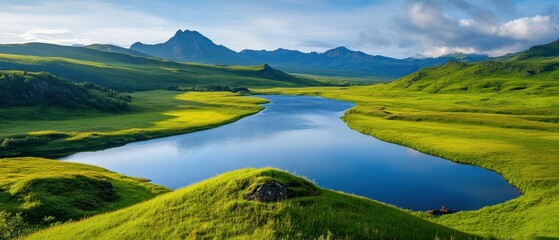 Fototapeta premium Serene Mountain Lake Landscape