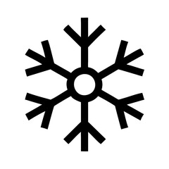 Obraz premium Simple Black Snowflake Icon, Minimalist Winter Weather Symbol