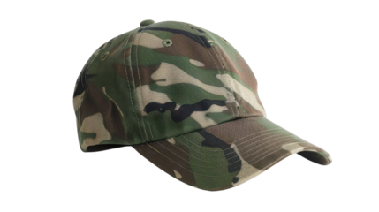 Cap in camouflage colors on transparent background