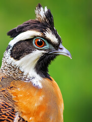 Vibrant close-up of a colorful bobwhite, ideal for wildlife education, conservation events, and nature-themed designs.