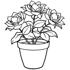 Beautiful Potted Rose Plant Vector for Gardening Designs
