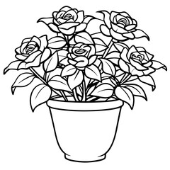 Floral Illustration of Roses in a Pot for Creative Projects