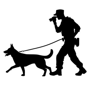 recommend clip art: Police officer with tracker dog, bloodhound dog 