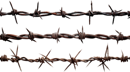 Set of barbed wires, cut out