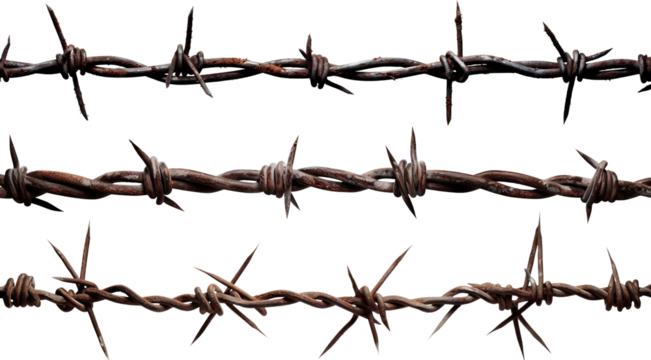 Set of barbed wires, cut out