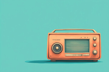 Fototapeta premium old radio isolated on green 