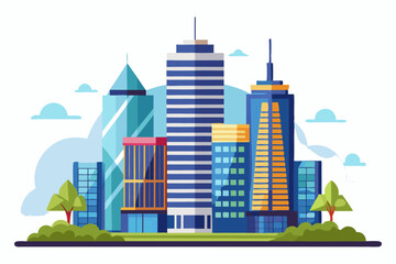 Fototapeta premium vector illustration of modern skyscraper buildings 