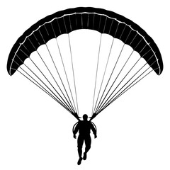 Black-and-White Parachutist Vector for Sports Branding