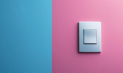 A simple, white light switch on a clean, pastel wall