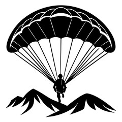 paraglider silhouette on black