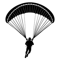Black-and-White Parachutist Vector for Sports Branding