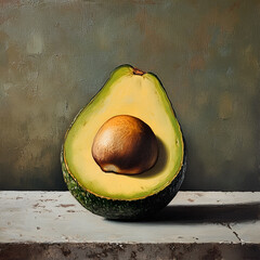 avocado watercolor illustration