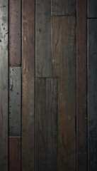a close-up view of a wooden wall panel with vertical planks in various shades of brown and gray, creating a textured and rustic appearance.