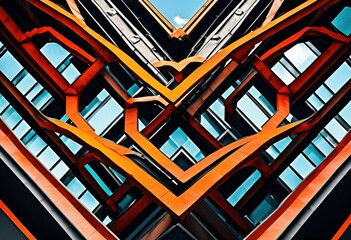 Obraz premium vibrant industrial patterns featuring eye catching color blends unique geometric designs modern aesthetics, artwork, texture, shapes, symmetry, lines