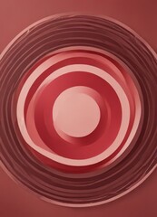 a circular design with concentric circles in varying shades of red and pink, creating a visually striking abstract pattern.