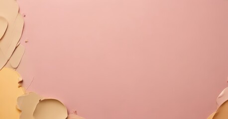 a pink background with a light brown, cracked, and peeling paint or plaster-like texture on the left side, creating a sense of movement and depth.
