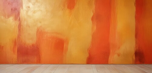 a vibrant abstract painting with bold strokes of orange and yellow, creating a warm and energetic atmosphere.