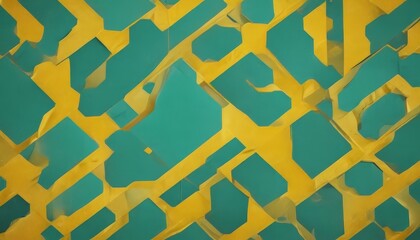 a close-up view of a geometric pattern composed of overlapping green and yellow shapes, creating a visually striking and abstract design.