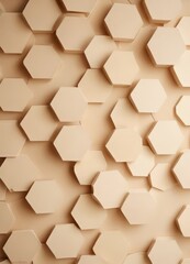 a repeating pattern of beige hexagonal shapes arranged in a grid-like fashion, creating a visually striking and geometric design.