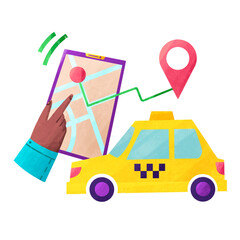 Person orders a taxi through a mobile application