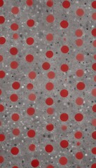 a close-up view of a pattern of red and gray dots on a textured surface.