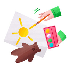 Hobby for children to paint with paints