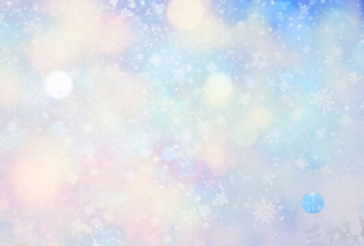 PNG Colorful winter snowflake bokeh background