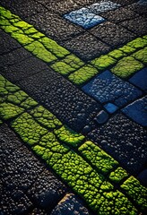 close view textured asphalt showcasing vibrant color shifts unique patterns, surface, detail, blacktop, pavement, road, outdoor, design, material