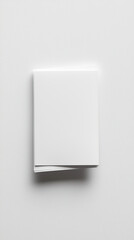 A clean, minimalistic mockup of folded flyer resting on plain surface, perfect for showcasing designs or promotional materials. simplicity of white background enhances focus on flyer itself