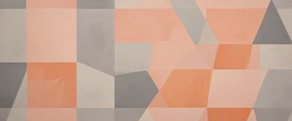 a geometric pattern composed of overlapping squares and rectangles in various shades of orange, gray, and white.