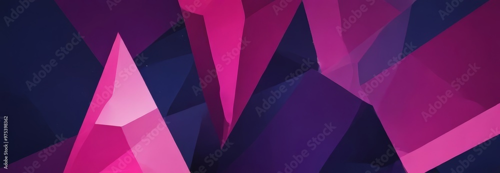 Wall mural a geometric abstract composition of intersecting lines and triangles in shades of pink and purple, c