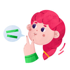 Young girl thinks about something and says