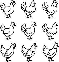 Obraz premium Graceful Hens Minimalist Drawings