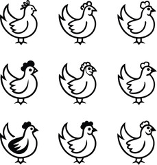 Graceful Hens Minimalist Drawings