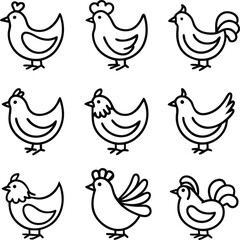 Graceful Hens Minimalist Drawings