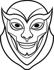 Unique Mask Symbols Artistic Line Art