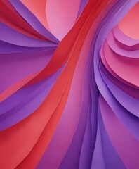 a vibrant abstract composition of overlapping paper strips in various shades of red, pink, purple, and blue, creating a dynamic and visually striking pattern.
